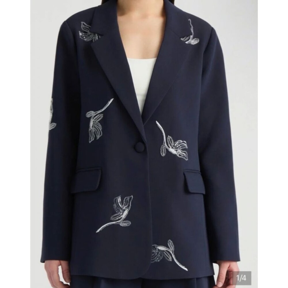 NVLT Women’s Embellished Blazer Navy Size XS NWOT Cocktail Party Holidays